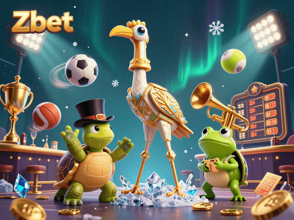 Experience the excitement of Zbet with a lively speakeasy scene featuring unique characters and dynamic sports elements.