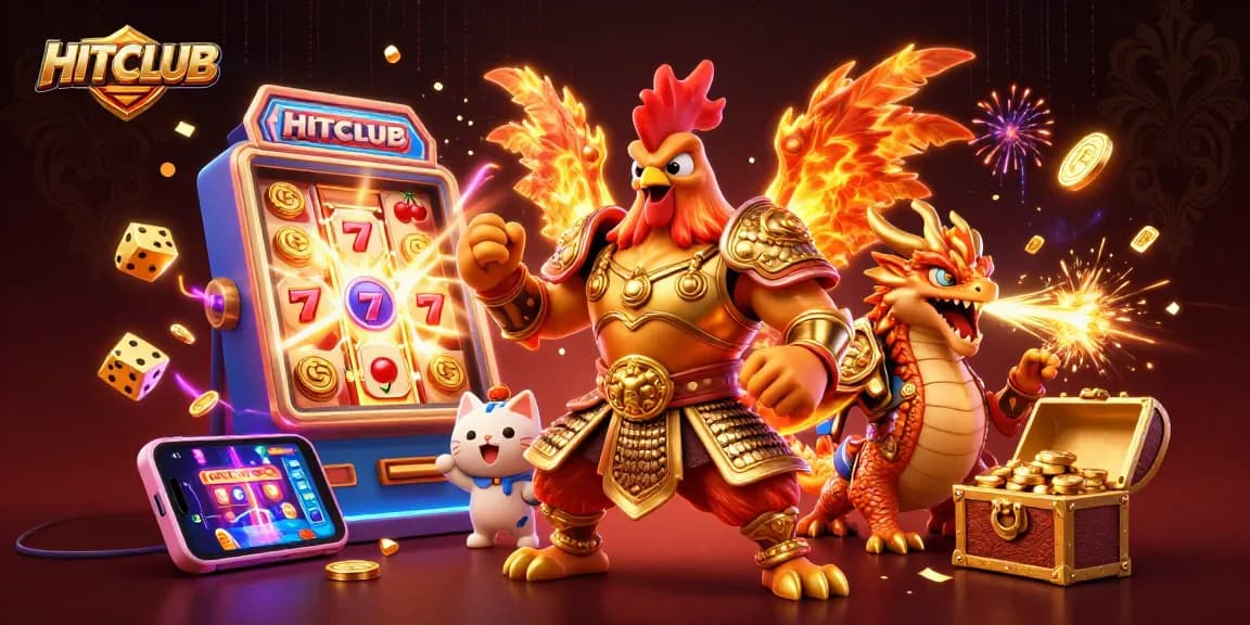 Experience HITCLUB's thrilling jackpot action with 3D characters engaging in dynamic casino gaming elements.