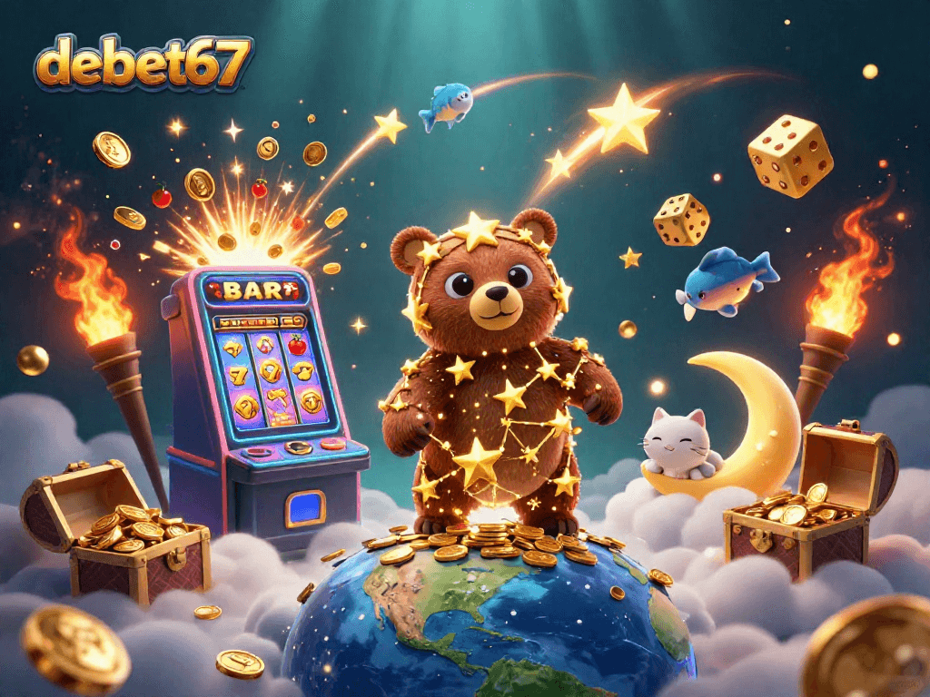 Experience the thrill of debet67 with an exciting scene of games, gold, and action.