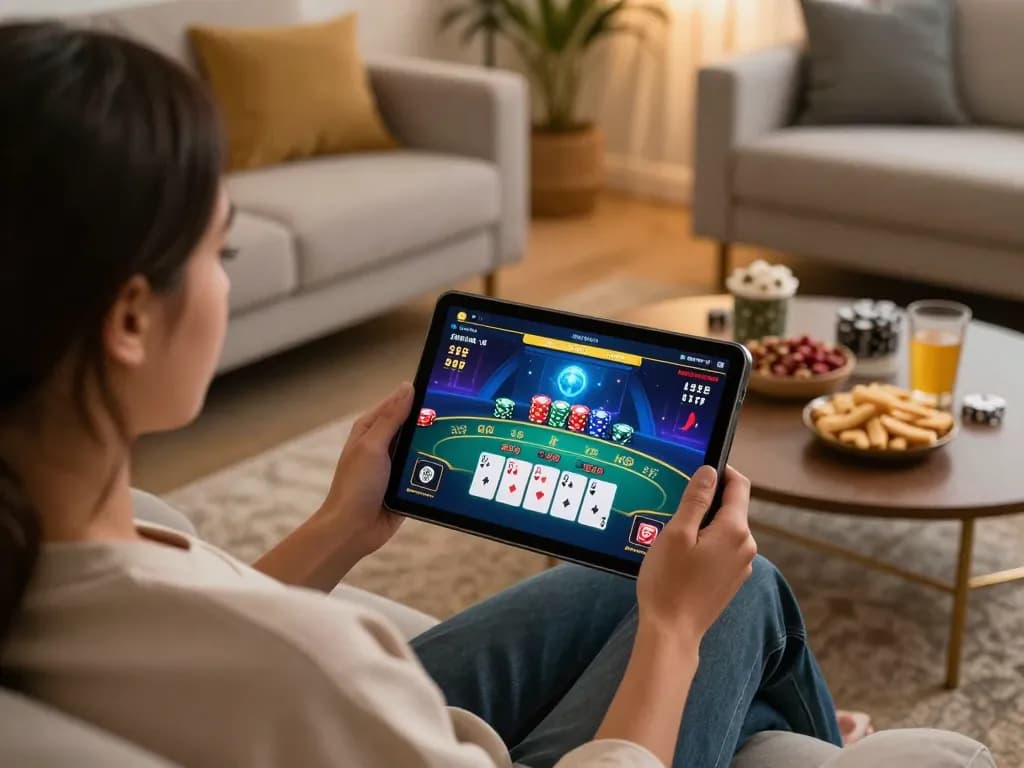 Experience sunwingo's exciting virtual blackjack game on a stylish sofa.
