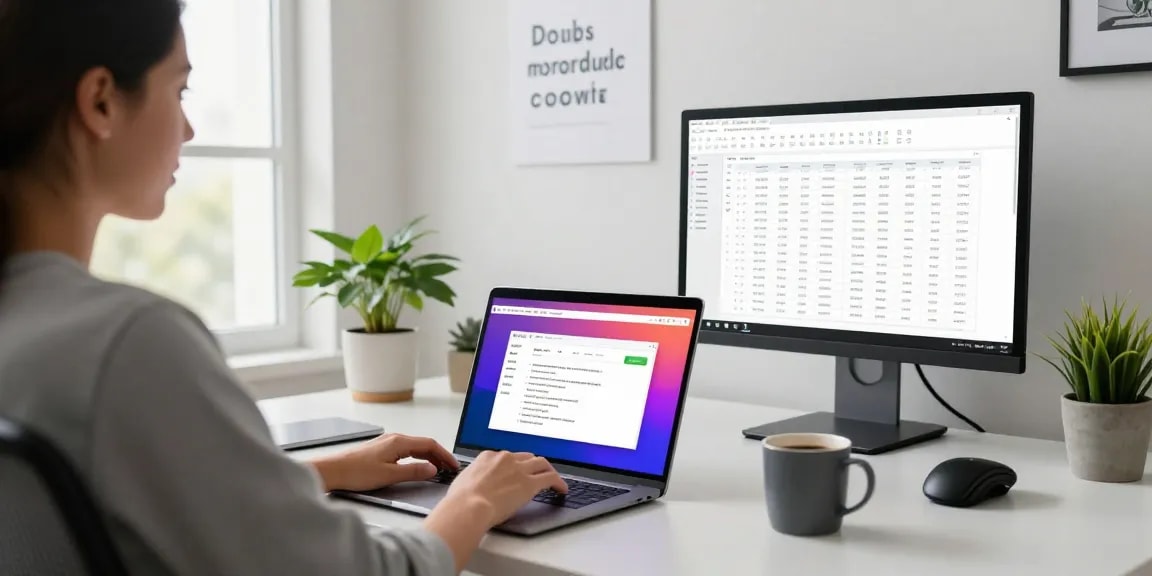 WPS Download on a modern home office laptop, showcasing productivity tools in a bright workspace