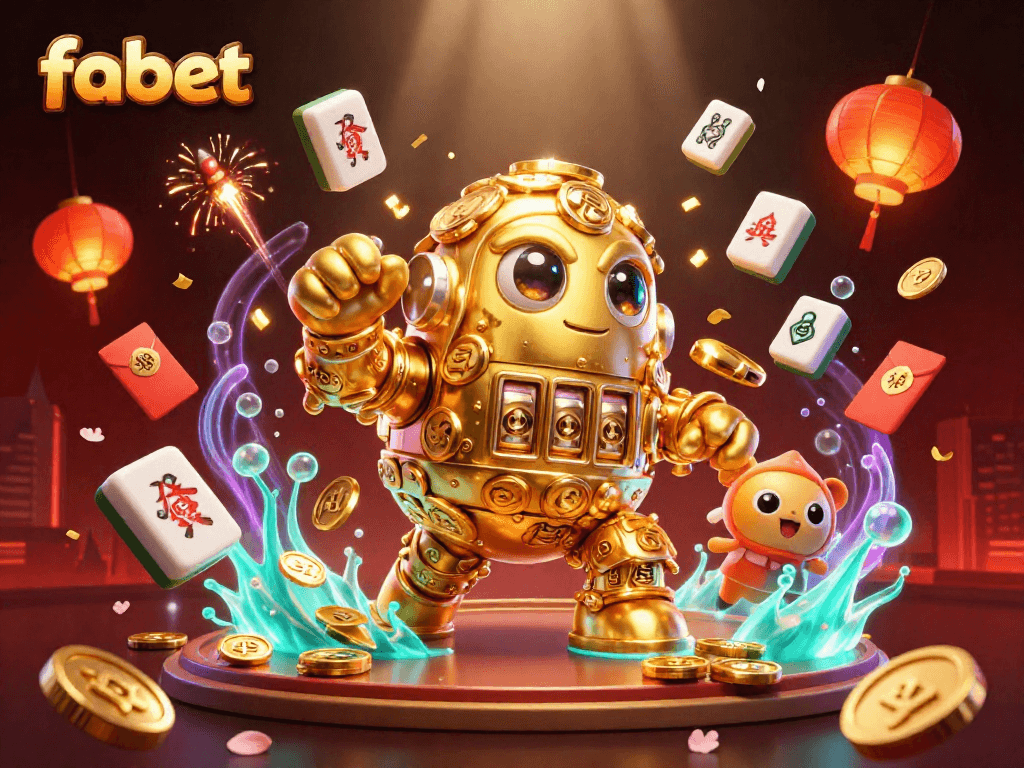 Play interactive games at fabet and explore dynamic gaming elements in 3D casino illustration.