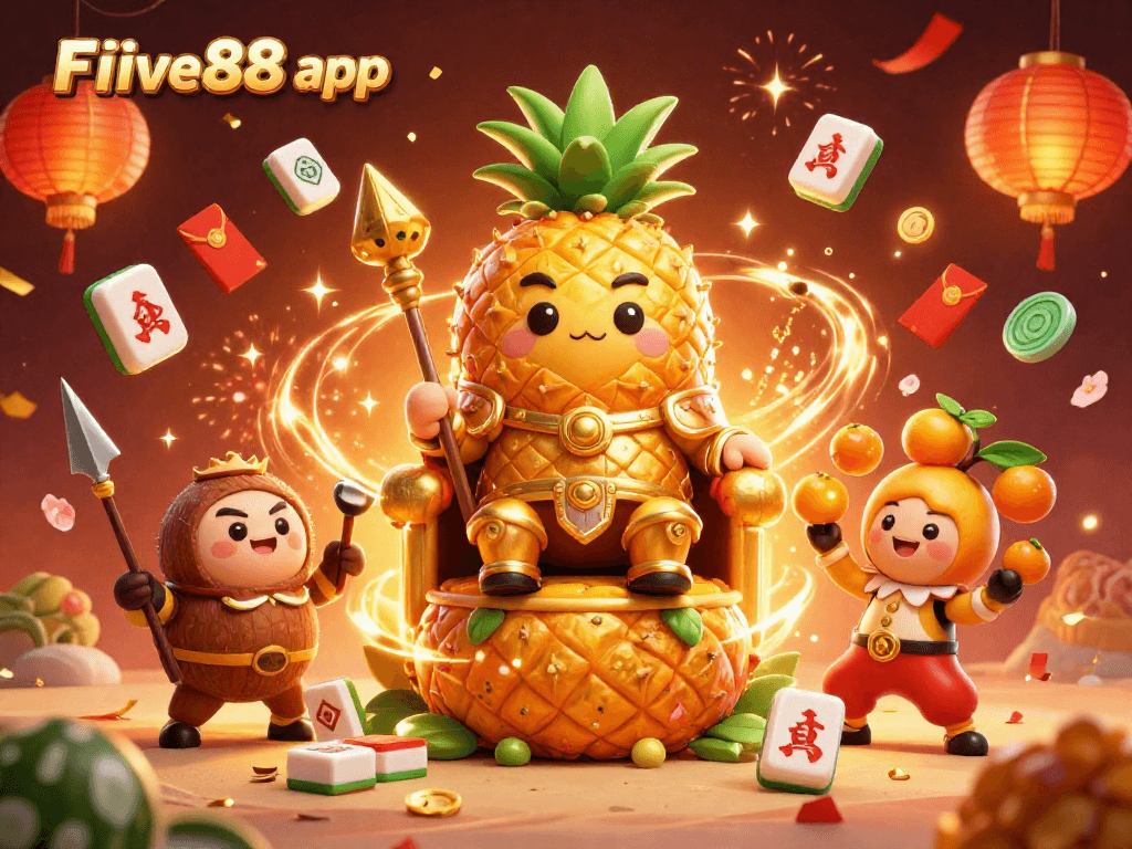 Experience the excitement of the Five88 app with a vibrant casino scene full of energy and festive elements.