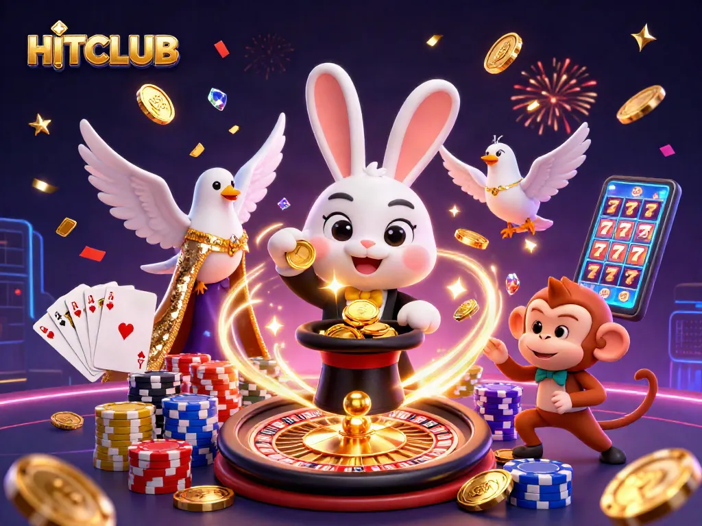 Experience the thrill of winning at HITCLUB with cartoon characters and vibrant casino elements!