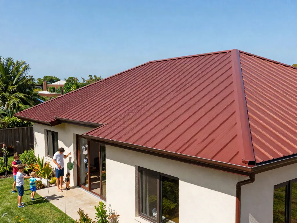 Experience the durability and beauty of MROOF metal roofing showcased on a modern residential home.