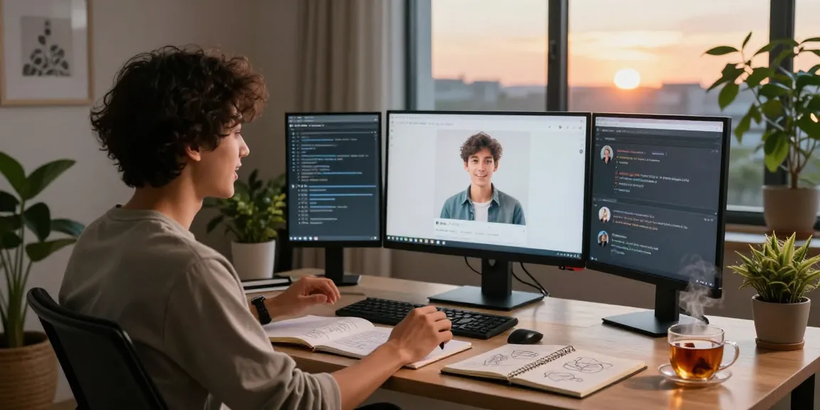 Engaging user in a modern home office with character AI NSFW interactions, showcasing personalized AI conversation.