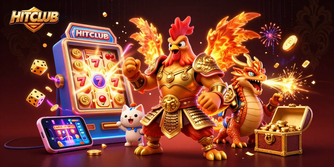 Experience HITCLUB's thrilling jackpot action with 3D characters engaging in dynamic casino gaming elements.