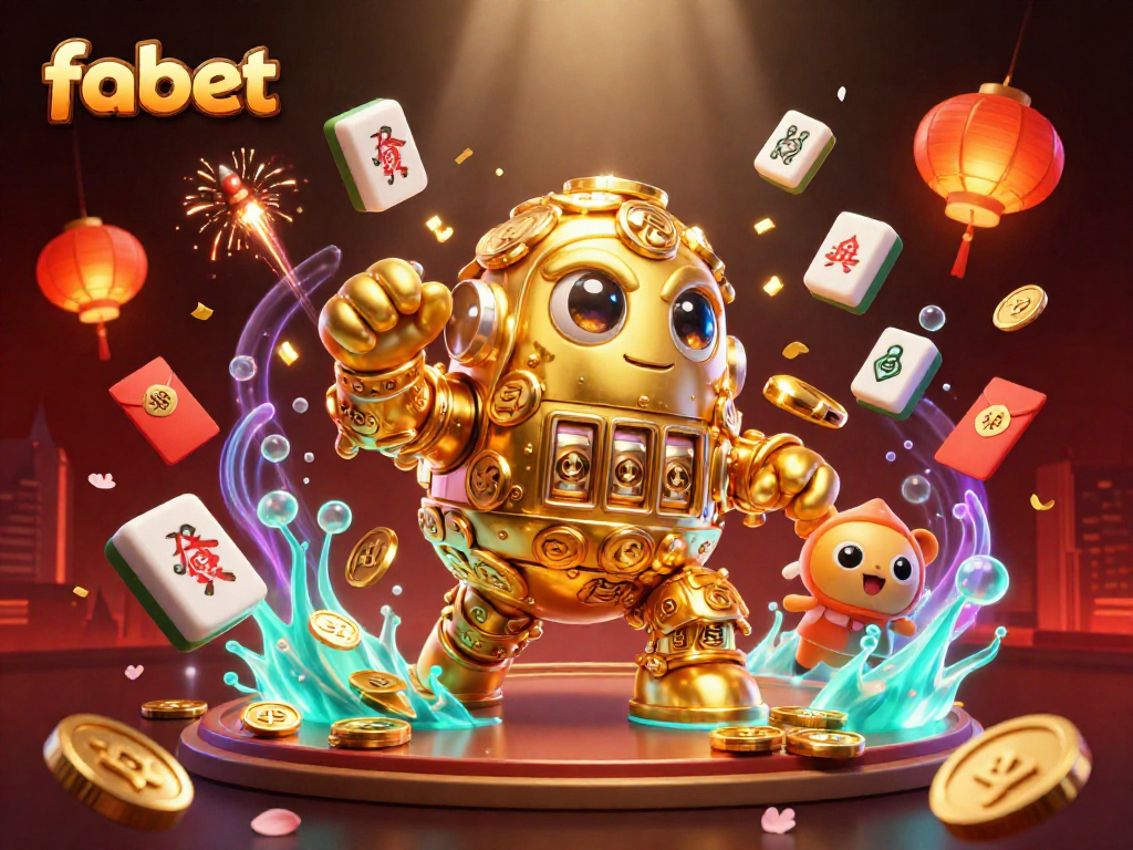 Play interactive games at fabet and explore dynamic gaming elements in 3D casino illustration.