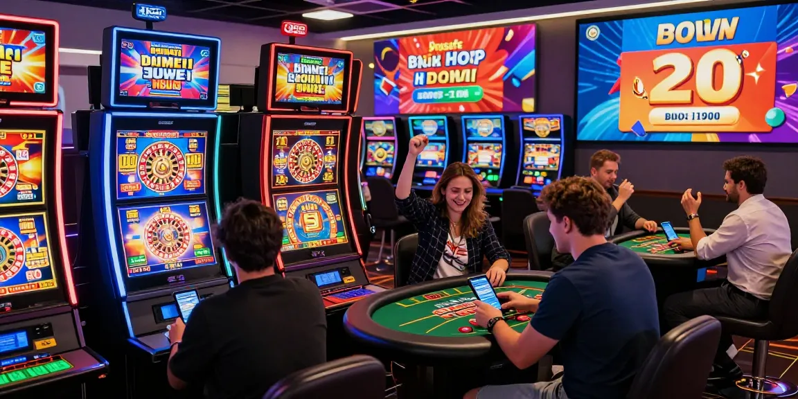 Spieler genießen Spiele in einem lebhaften Paysafe Card Casino, das Online-Interaktion und Aufregung zeigt.