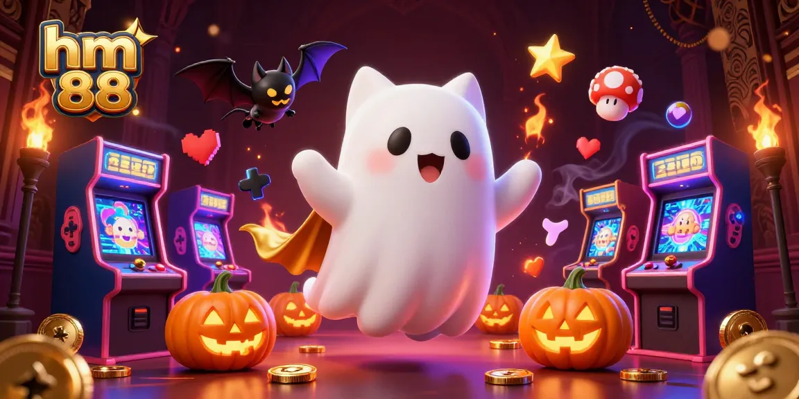 Experience the thrills of hm 88 in a haunted casino with colorful slots and playful characters.