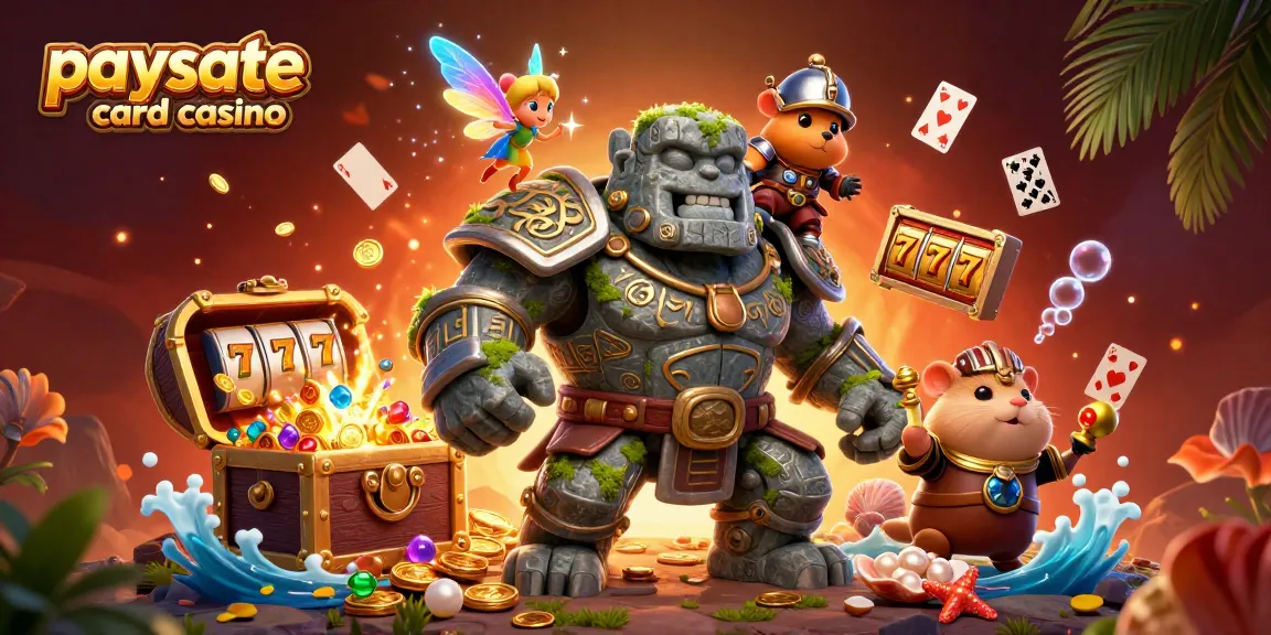 Spielen Sie aufregende Spiele in einem Paysafe Card Casino, mit einer magischen Szene mit einem Golem-Wächter und einer Fee