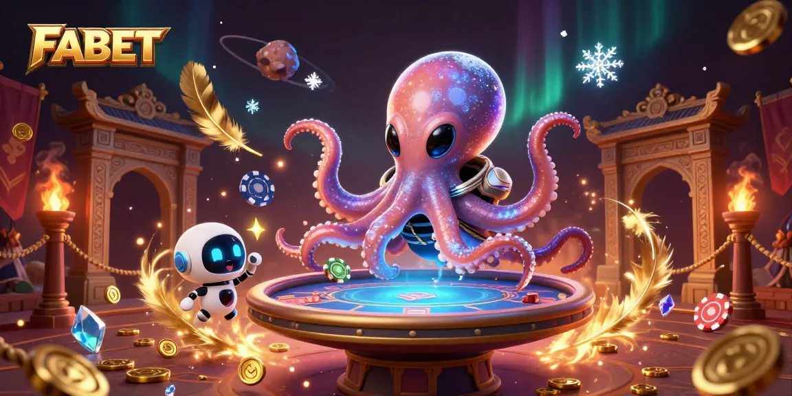 Engage with FABET's thrilling gambling adventures in a vibrant alien-themed casino illustration.