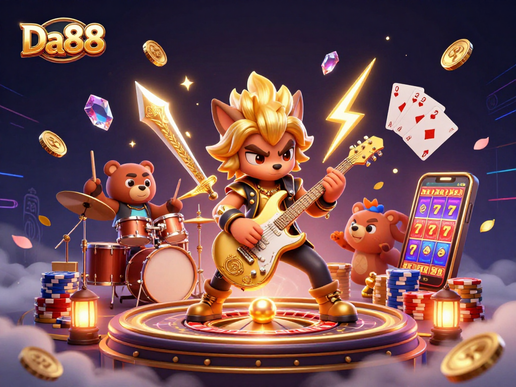 Experience exhilarating gameplay at Da88 featuring 3D characters in a vibrant casino atmosphere.