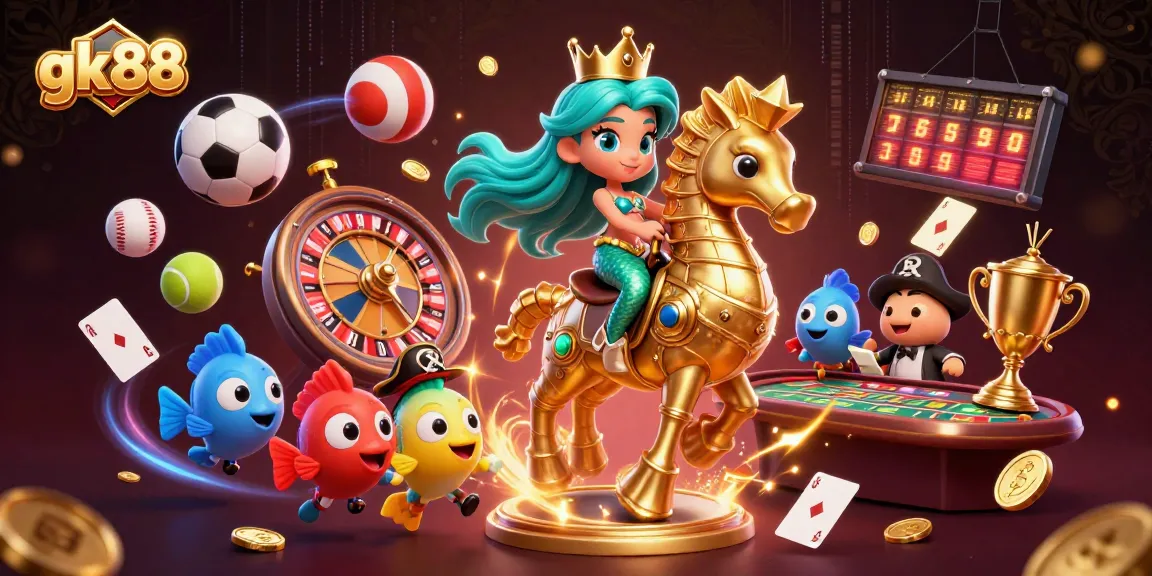 Experience the excitement of gk88 with vibrant casino gaming elements and colorful characters.