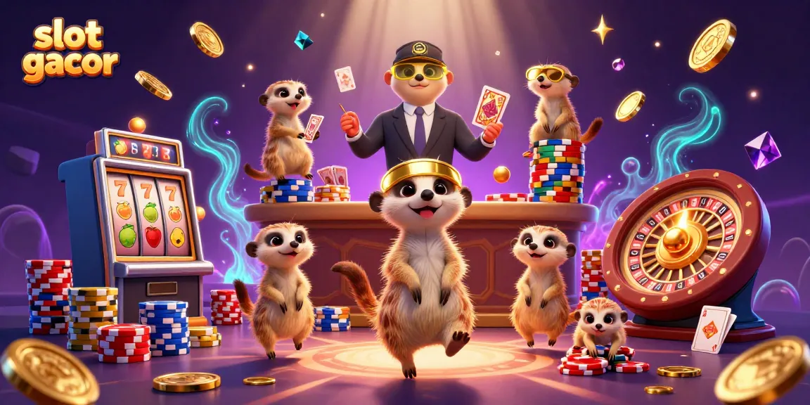 Experience exhilarating gameplay with slot gacor, featuring meerkats running a vibrant casino full of action.
