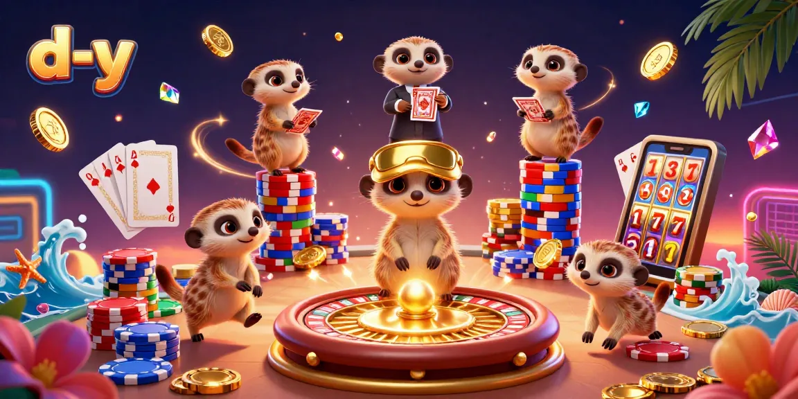 Experience thrilling gameplay at d-y with a captivating meerkat casino scene featuring dynamic slot action.