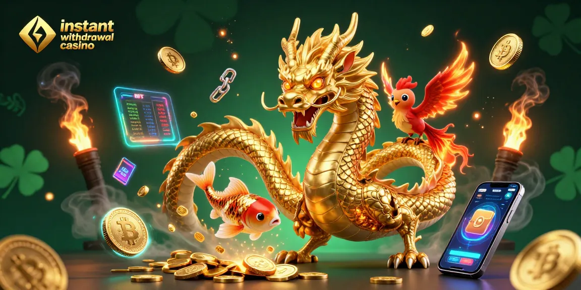 Experience quick winnings at this instant withdrawal casino with immersive 3D dragon and cryptocurrency visuals.