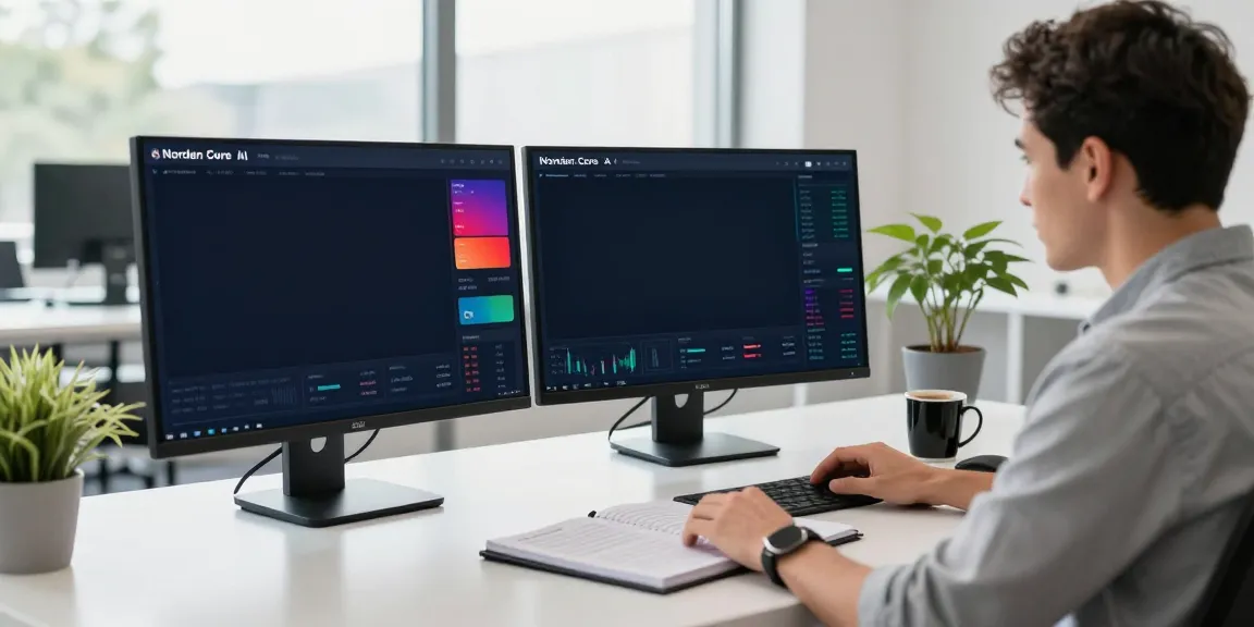 Norden Core trader analyzing market data on dual monitors in a modern workspace