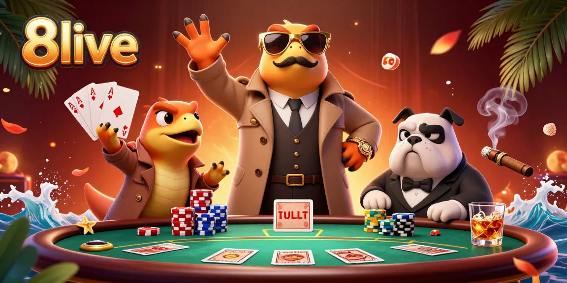 Bet on fun experiences at 8live with cartoon raptors entering a VIP casino lounge.